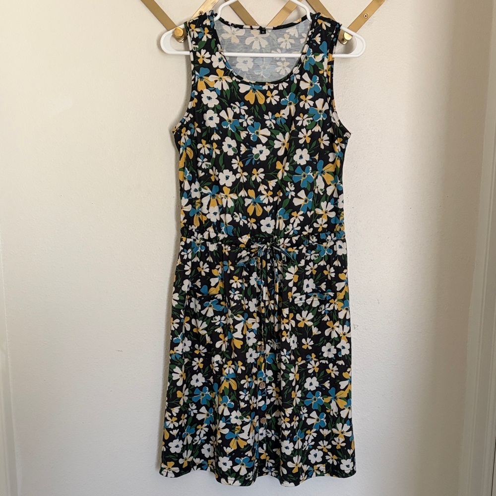 Floral Sleeveless Tie-Waist Mini Dress